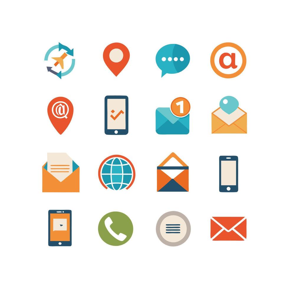 Contact Icon Set Collection Illustration vector