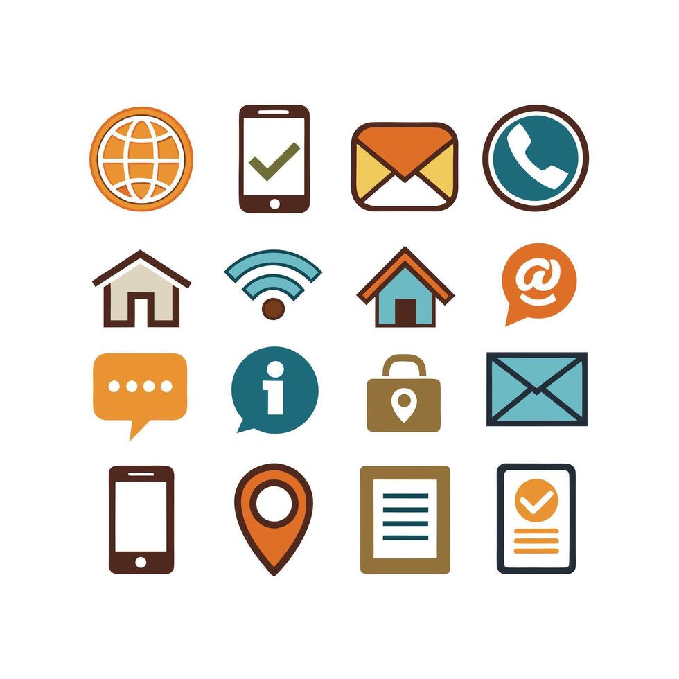 Contact Icon Set Collection Illustration vector