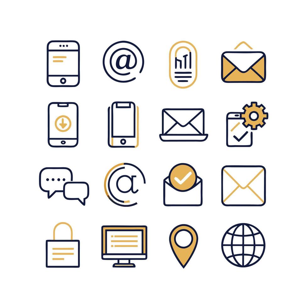 Contact Icon Set Collection Illustration vector