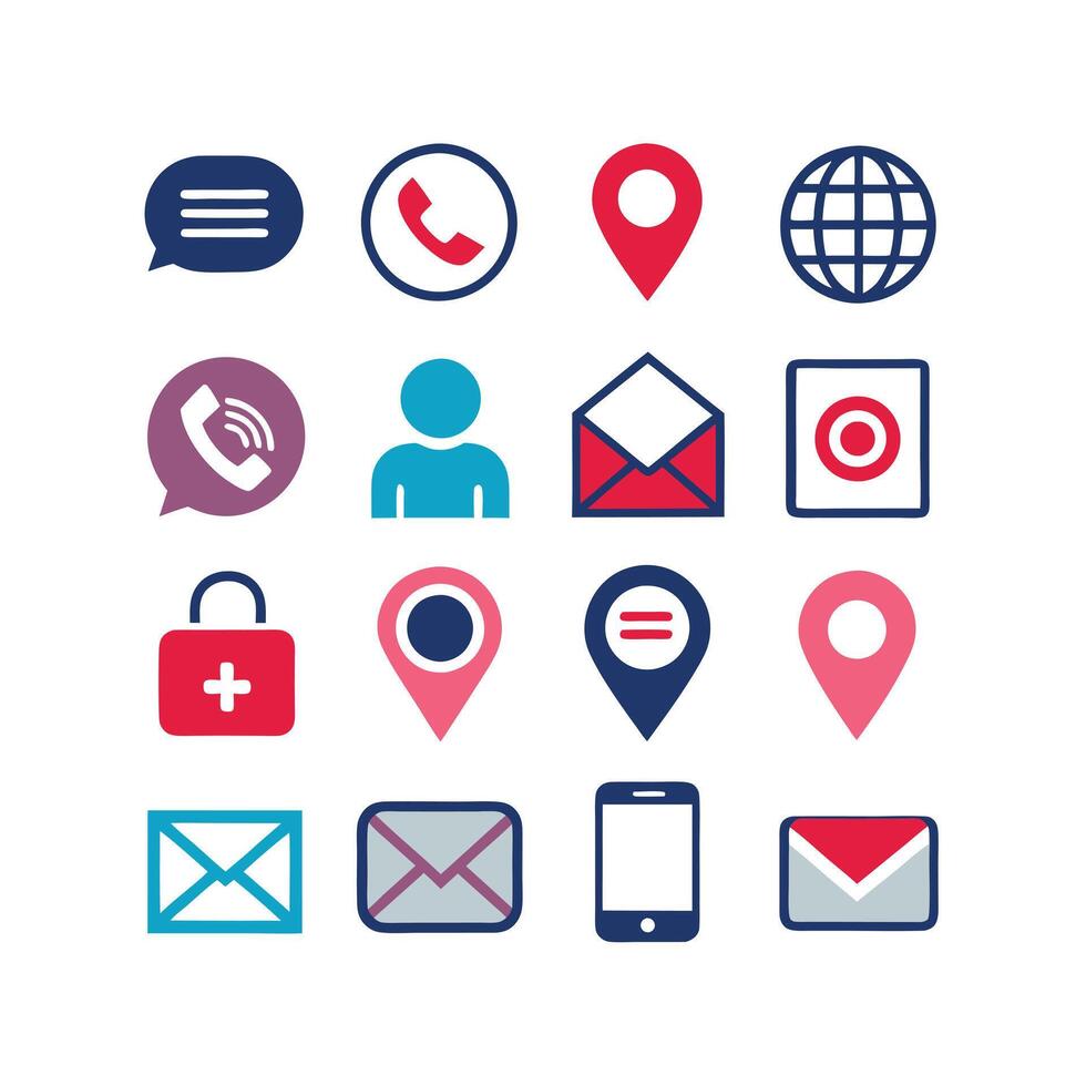 Contact Icon Set Collection Illustration vector
