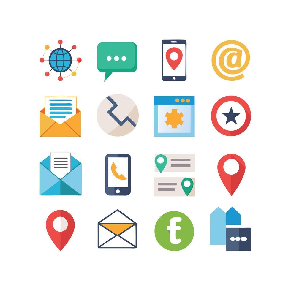 Contact Icon Set Collection Illustration vector