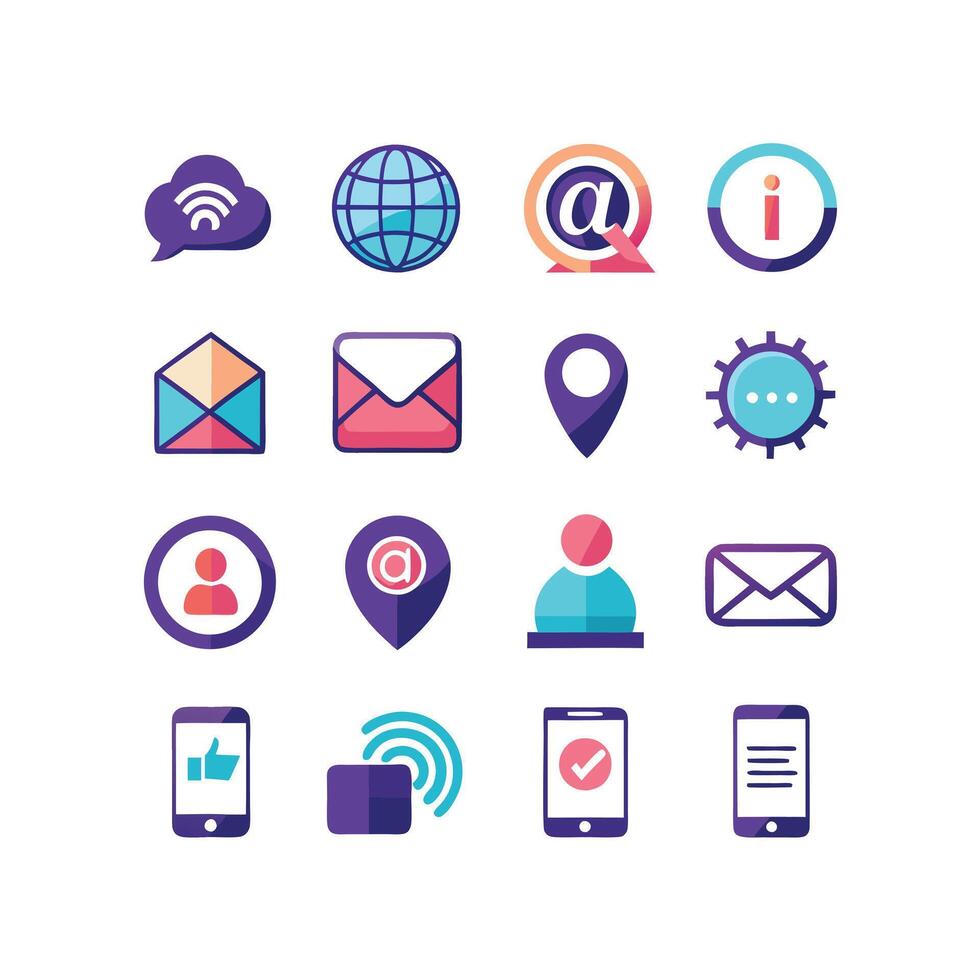 Contact Icon Set Collection Illustration vector