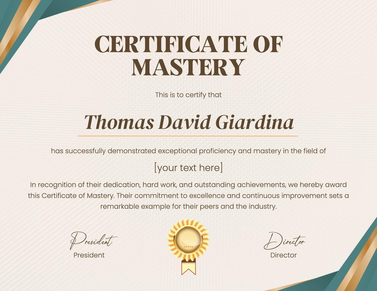Achievement Professional (Mastery) Certificate template