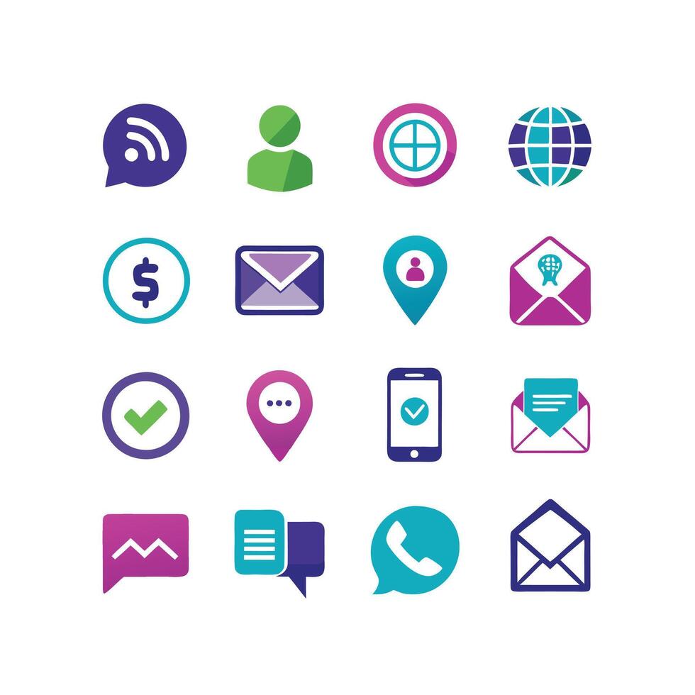 Contact Icon Set Collection Illustration vector