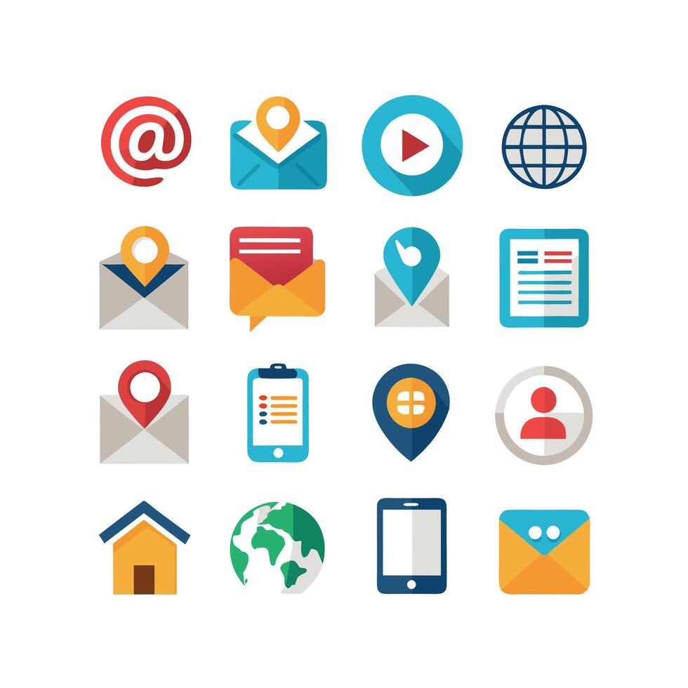 Contact Icon Set Collection Illustration vector