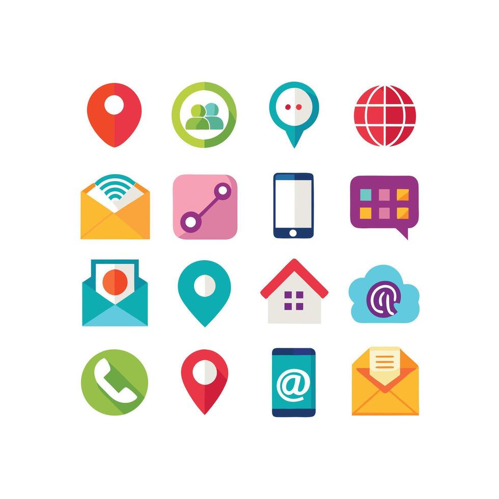 Contact Icon Set Collection Illustration vector