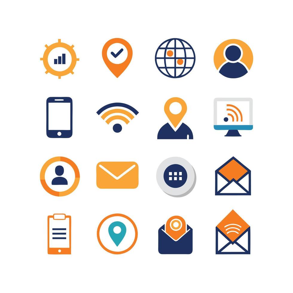 Contact Icon Set Collection Illustration vector