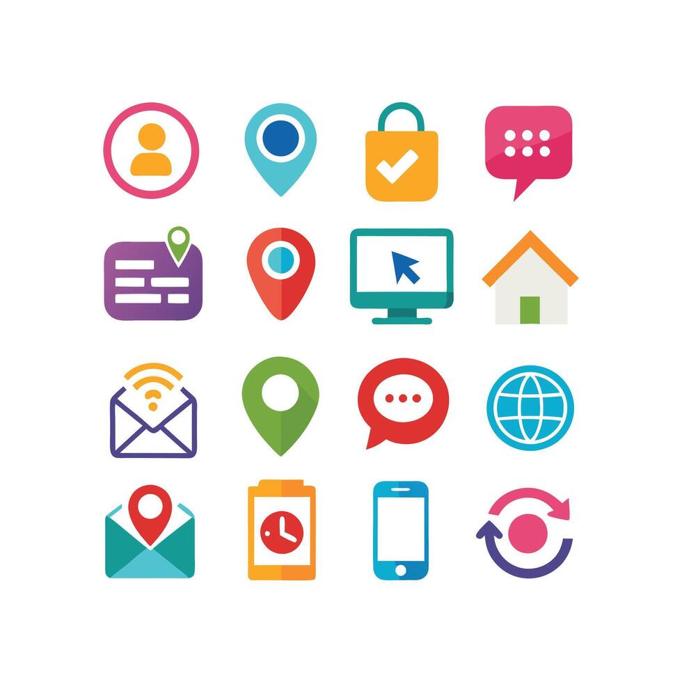 Contact Icon Set Collection Illustration vector