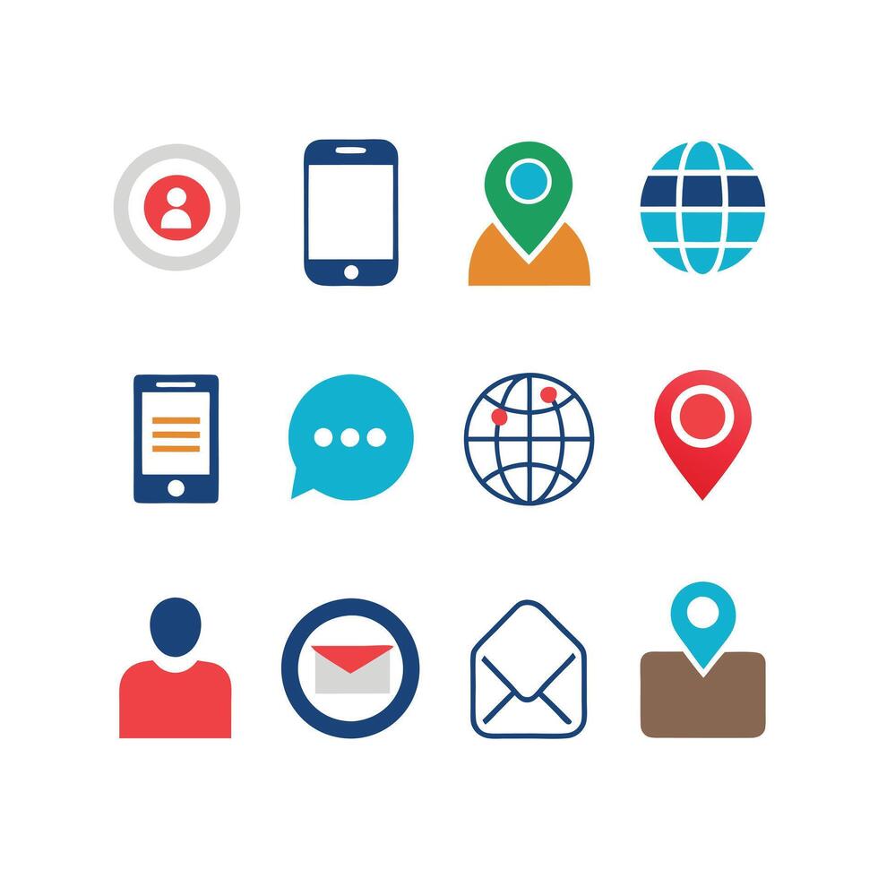 Contact Icon Set Collection Illustration vector