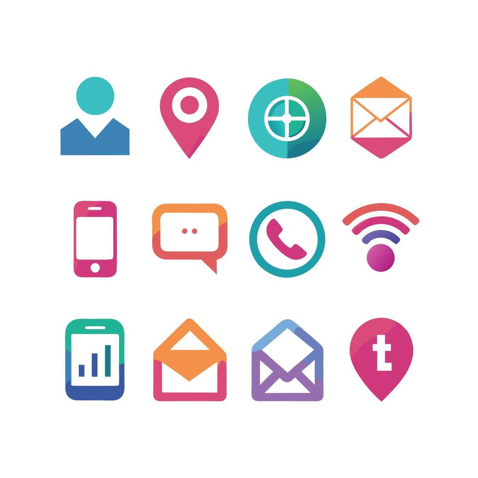 Contact Icon Set Collection Illustration vector