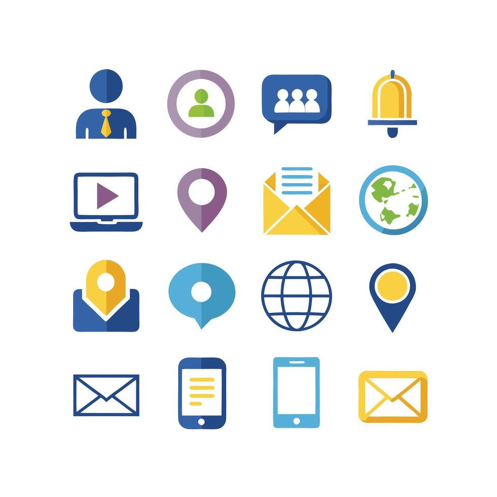 Contact Icon Set Collection Illustration vector