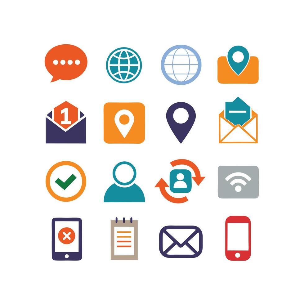 Contact Icon Set Collection Illustration vector