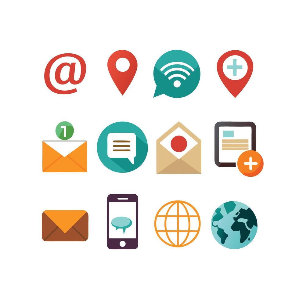 Contact Icon Set Collection Illustration vector