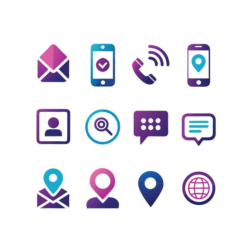 Contact Icon Set Collection Illustration vector