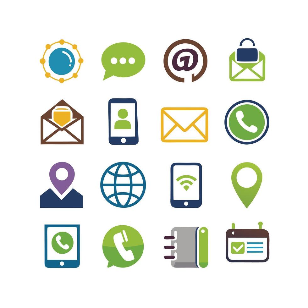 Contact Icon Set Collection Illustration vector