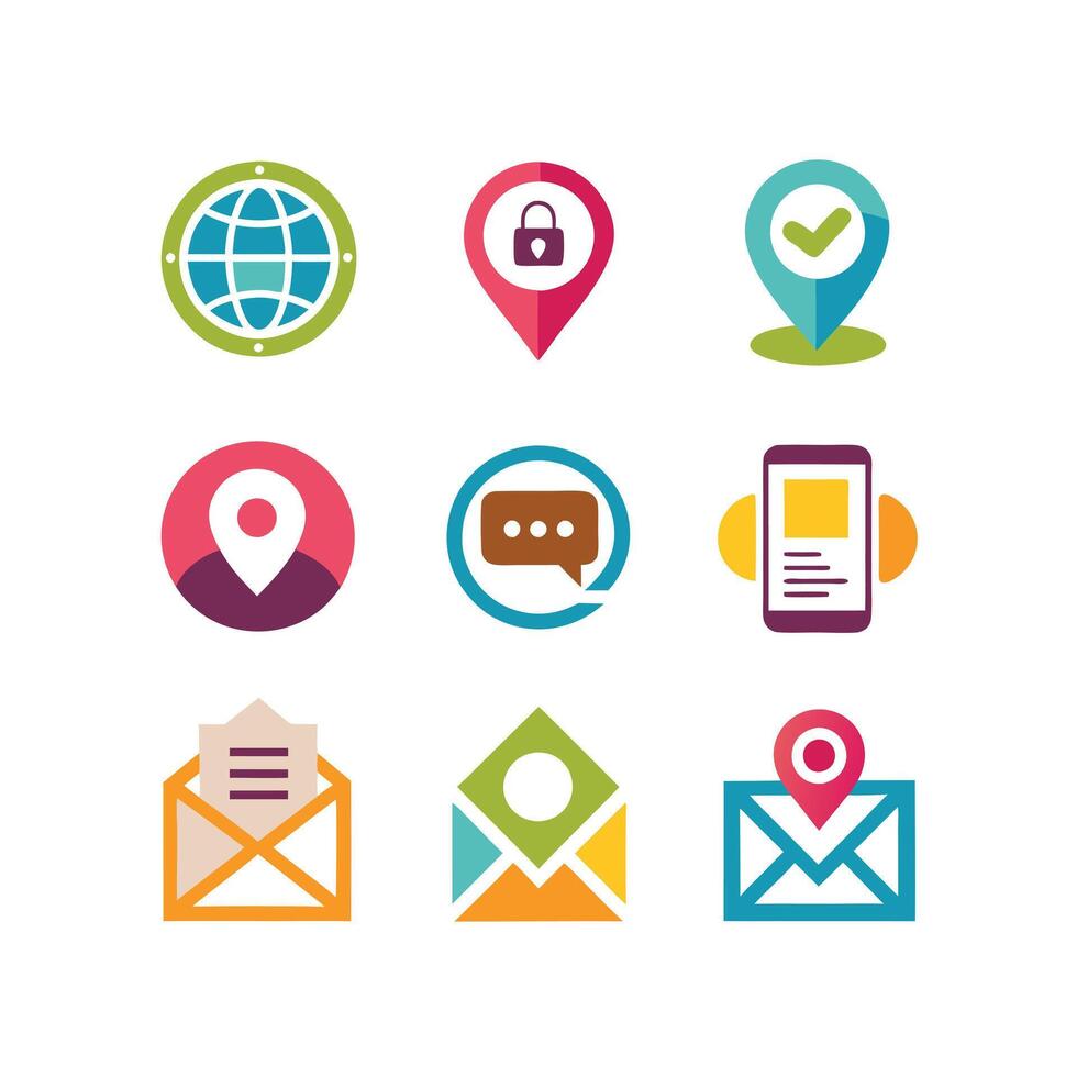 Contact Icon Set Collection Illustration vector