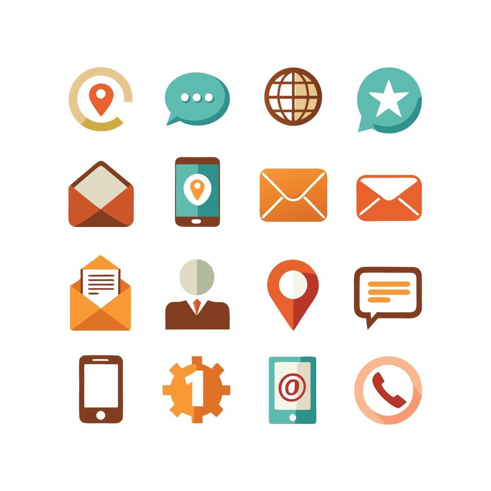 Contact Icon Set Collection Illustration vector
