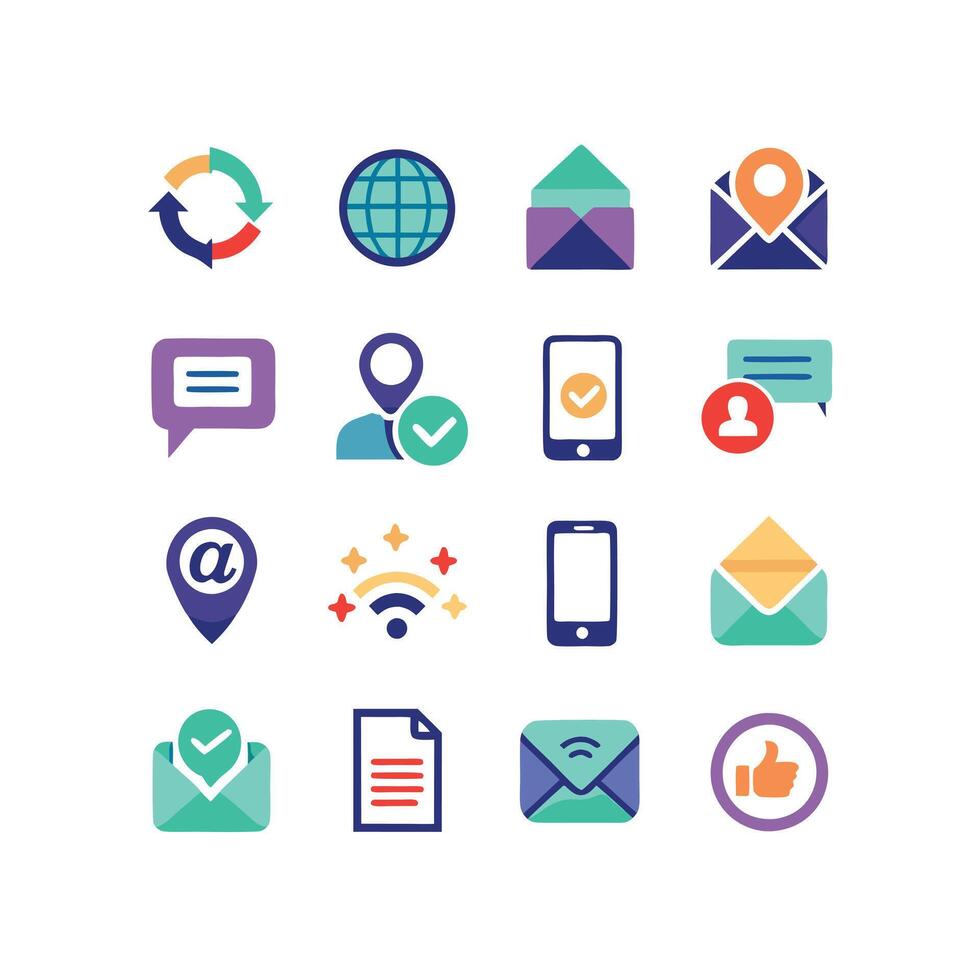 Contact Icon Set Collection Illustration vector
