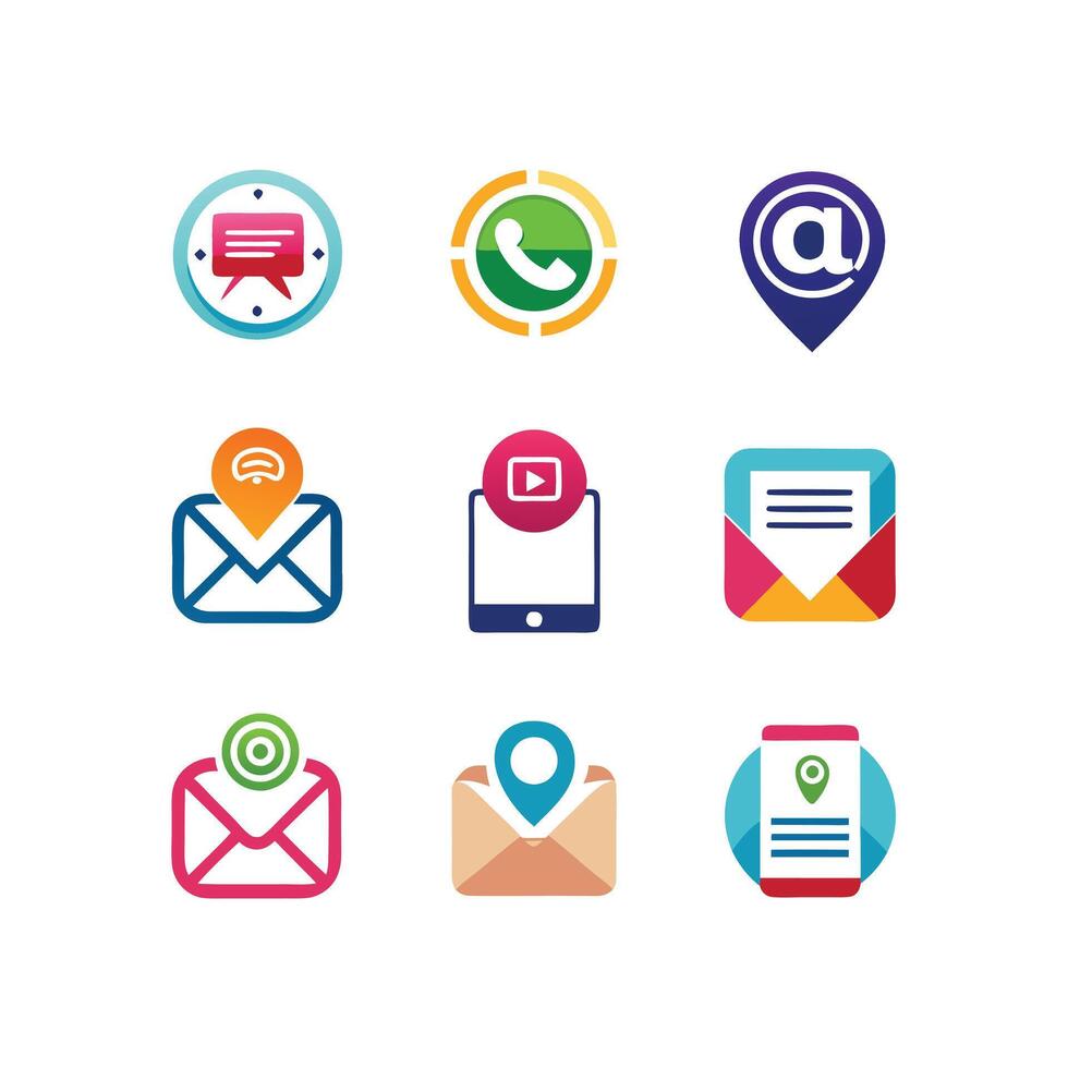 Contact Icon Set Collection Illustration vector