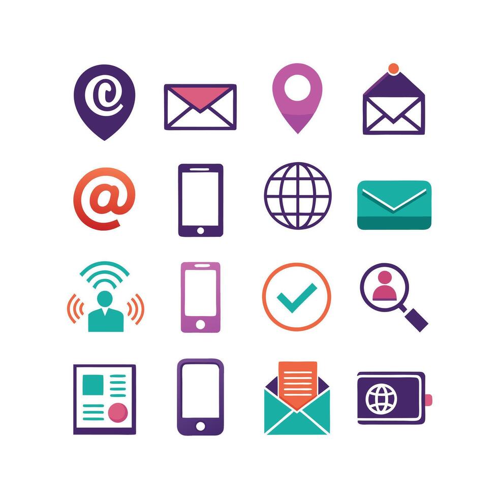 Contact Icon Set Collection Illustration vector