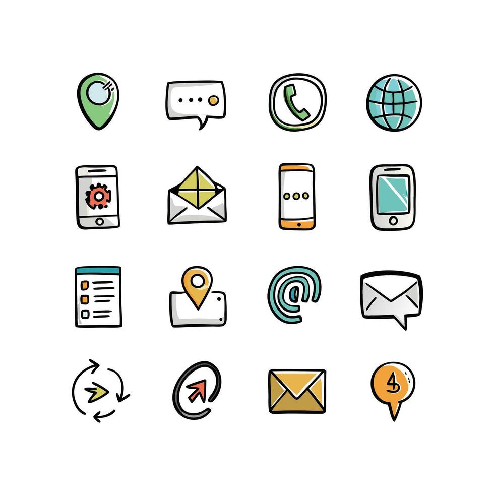 Contact Icon Set Collection Illustration vector