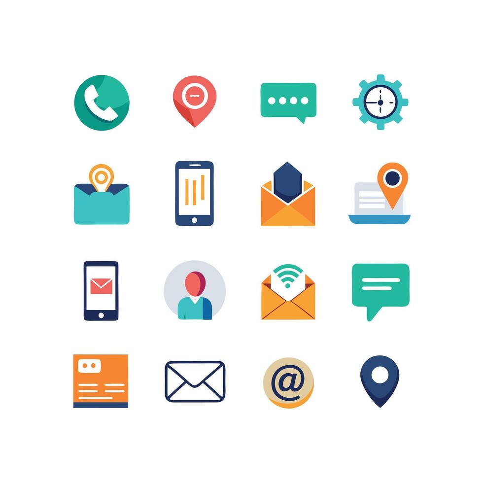 Contact Icon Set Collection Illustration vector