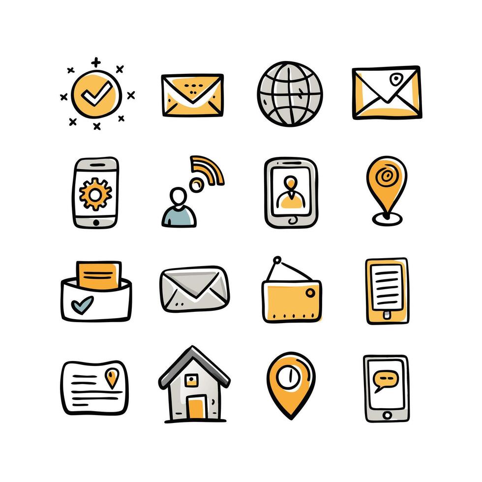 Contact Icon Set Collection Illustration vector