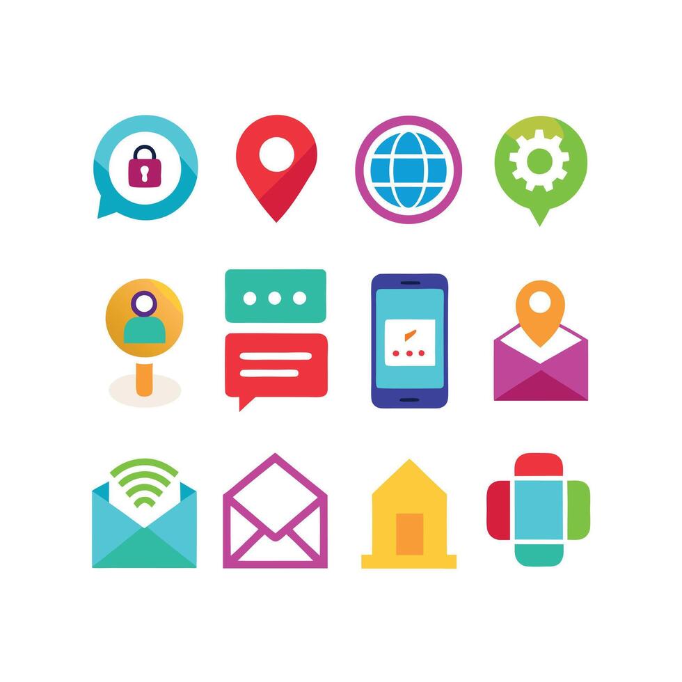 Contact Icon Set Collection Illustration vector