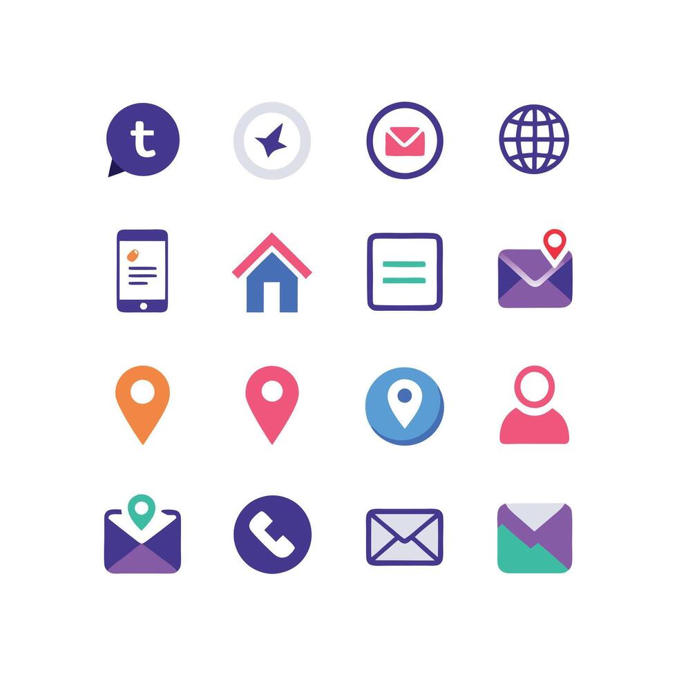 Contact Icon Set Collection Illustration vector