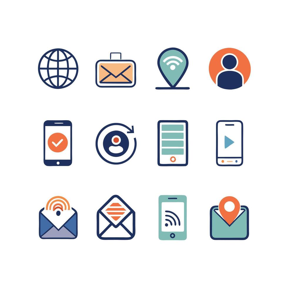 Contact Icon Set Collection Illustration vector