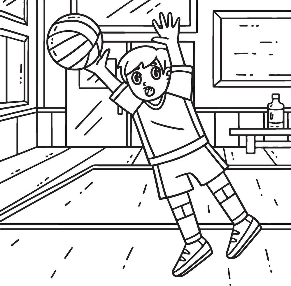 Volleyball Player Blocking the Ball Coloring Page vector