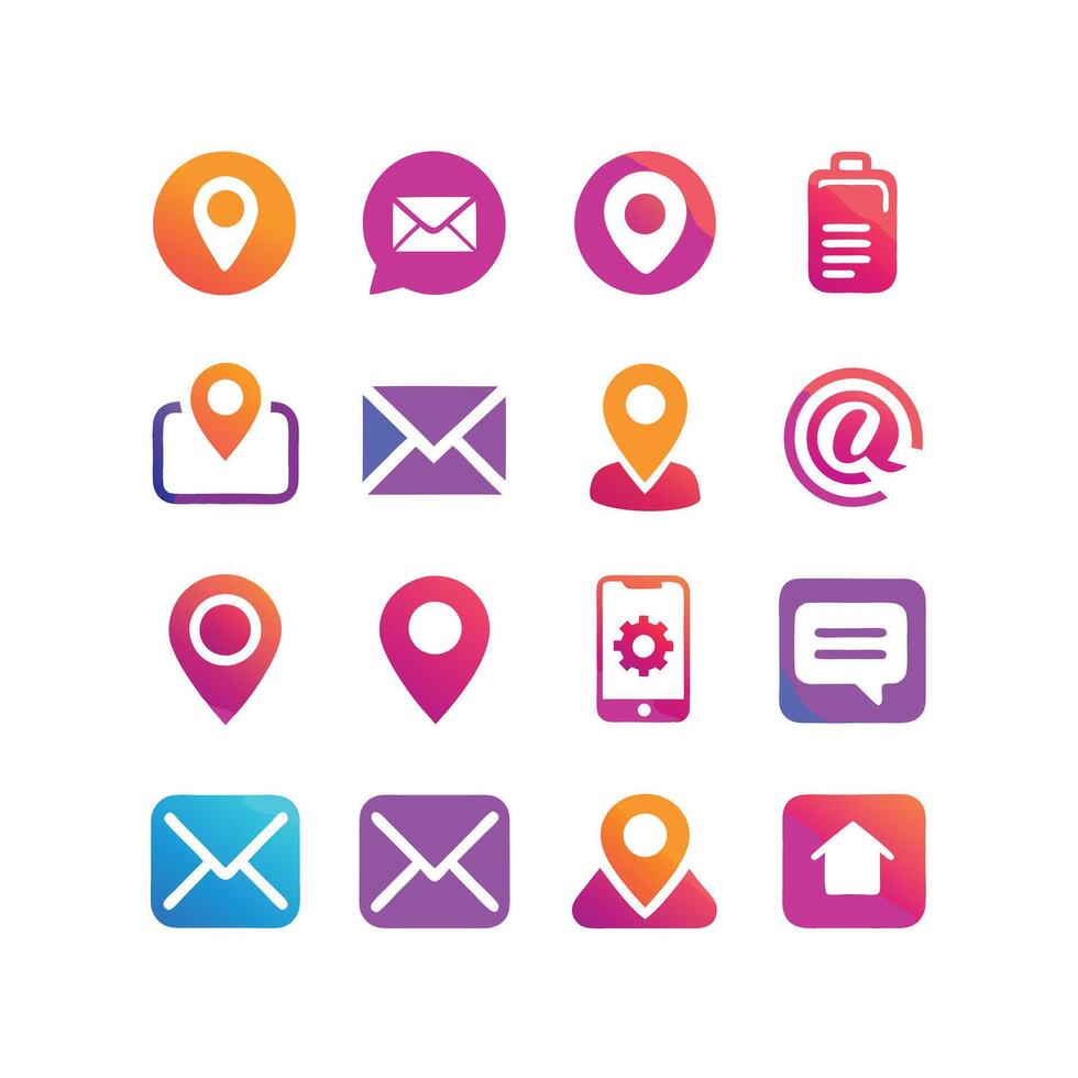 Contact Icon Set Collection Illustration vector