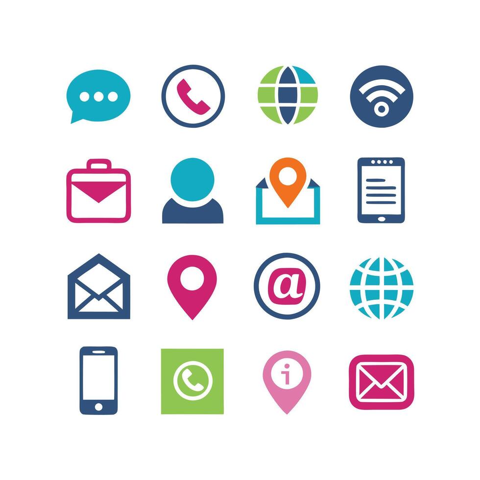 Contact Icon Set Collection Illustration vector