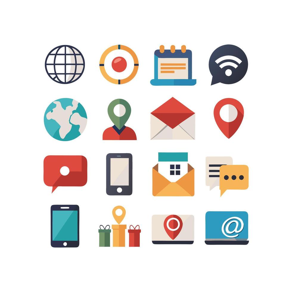 Contact Icon Set Collection Illustration vector