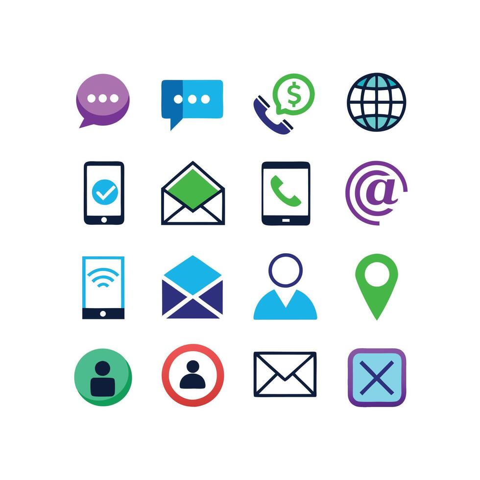 Contact Icon Set Collection Illustration vector