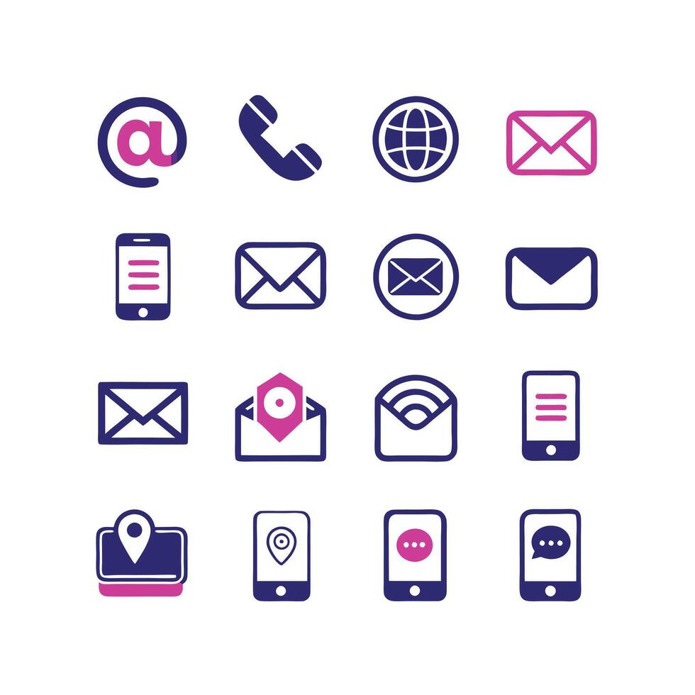 Contact Icon Set Collection Illustration vector
