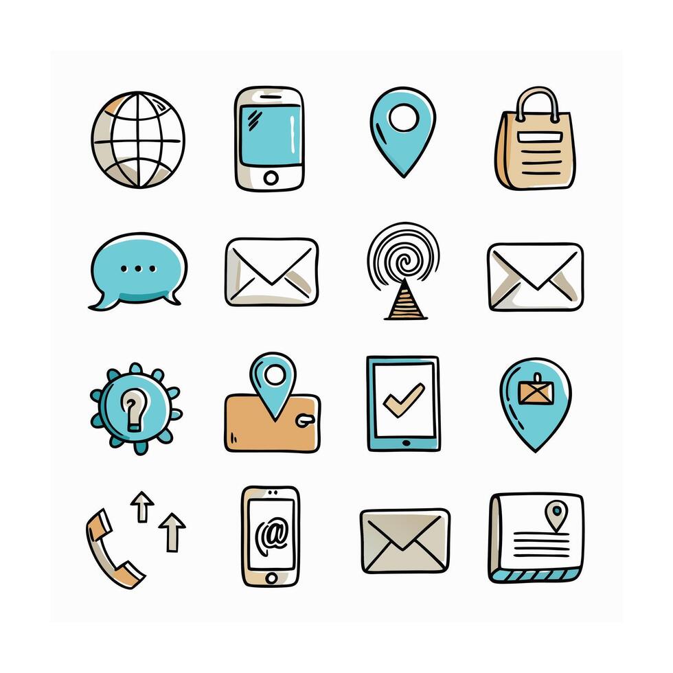 Contact Icon Set Collection Illustration vector