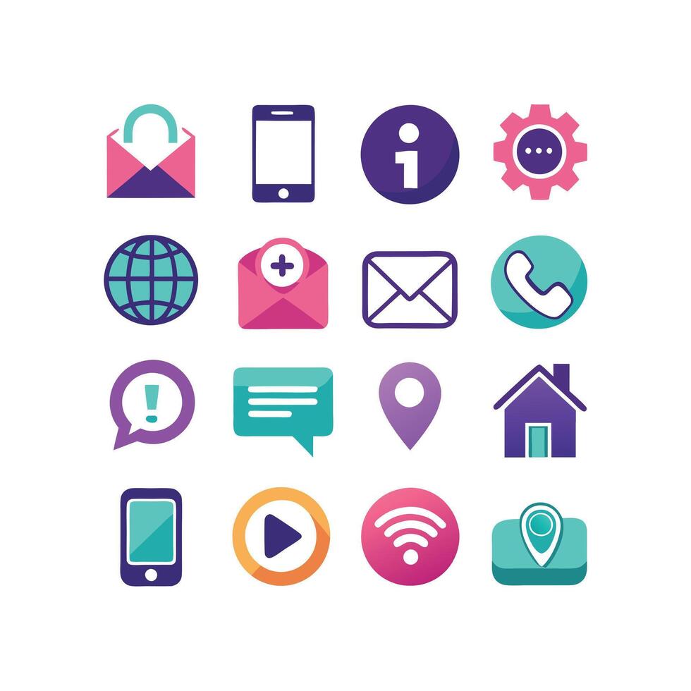 Contact Icon Set Collection Illustration vector
