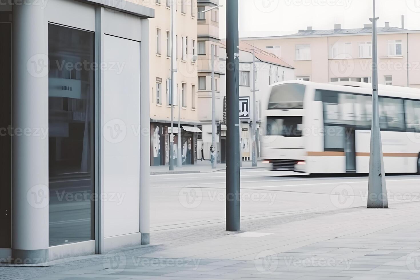 Modern vertical billboard with empty screen for commercial advertisement standing. Neural network photo