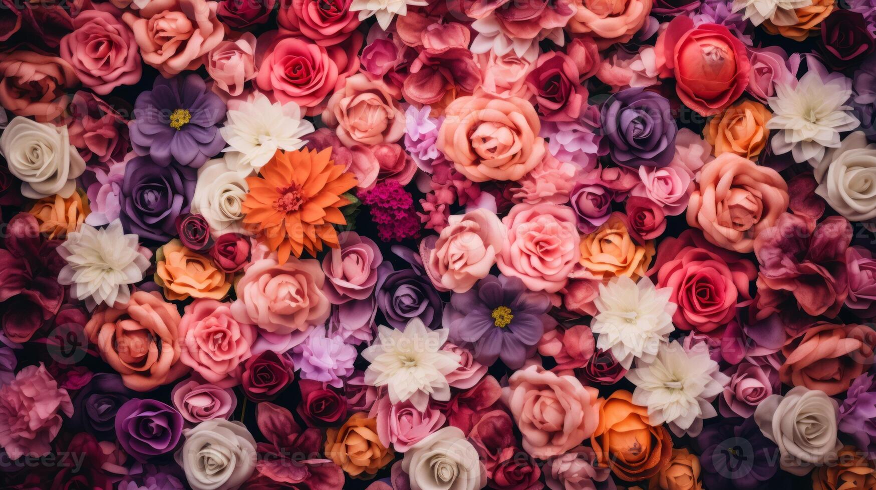 Background of many flowers. Neural network photo