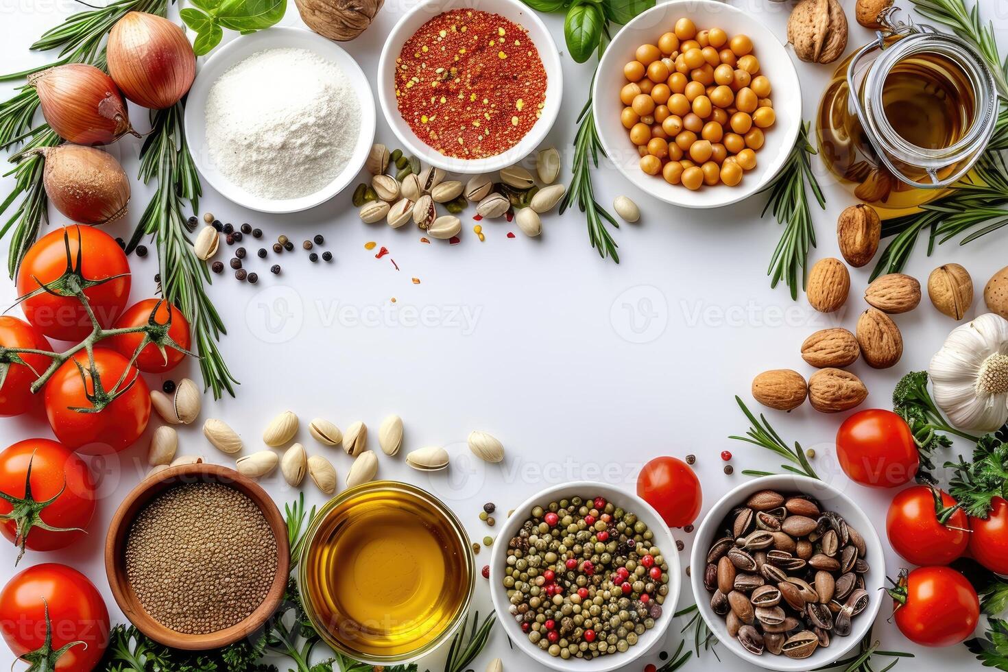 Colorful and Flavorful Ingredients Frame a Delicious Scene photo