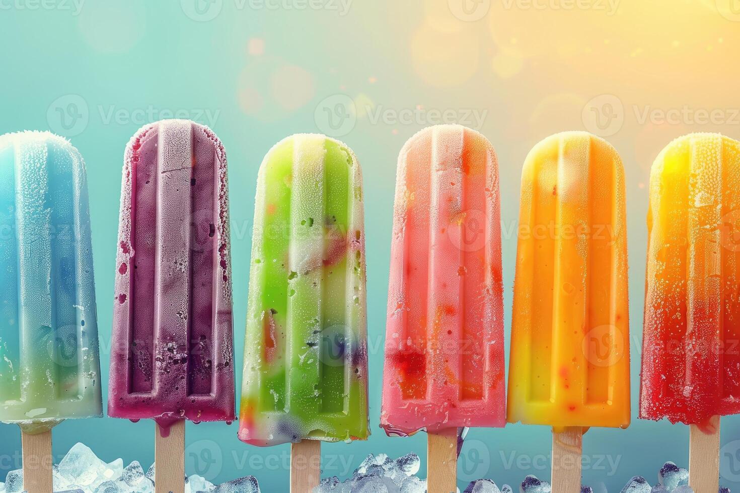 Frozen treats on ice in the summer sun photo