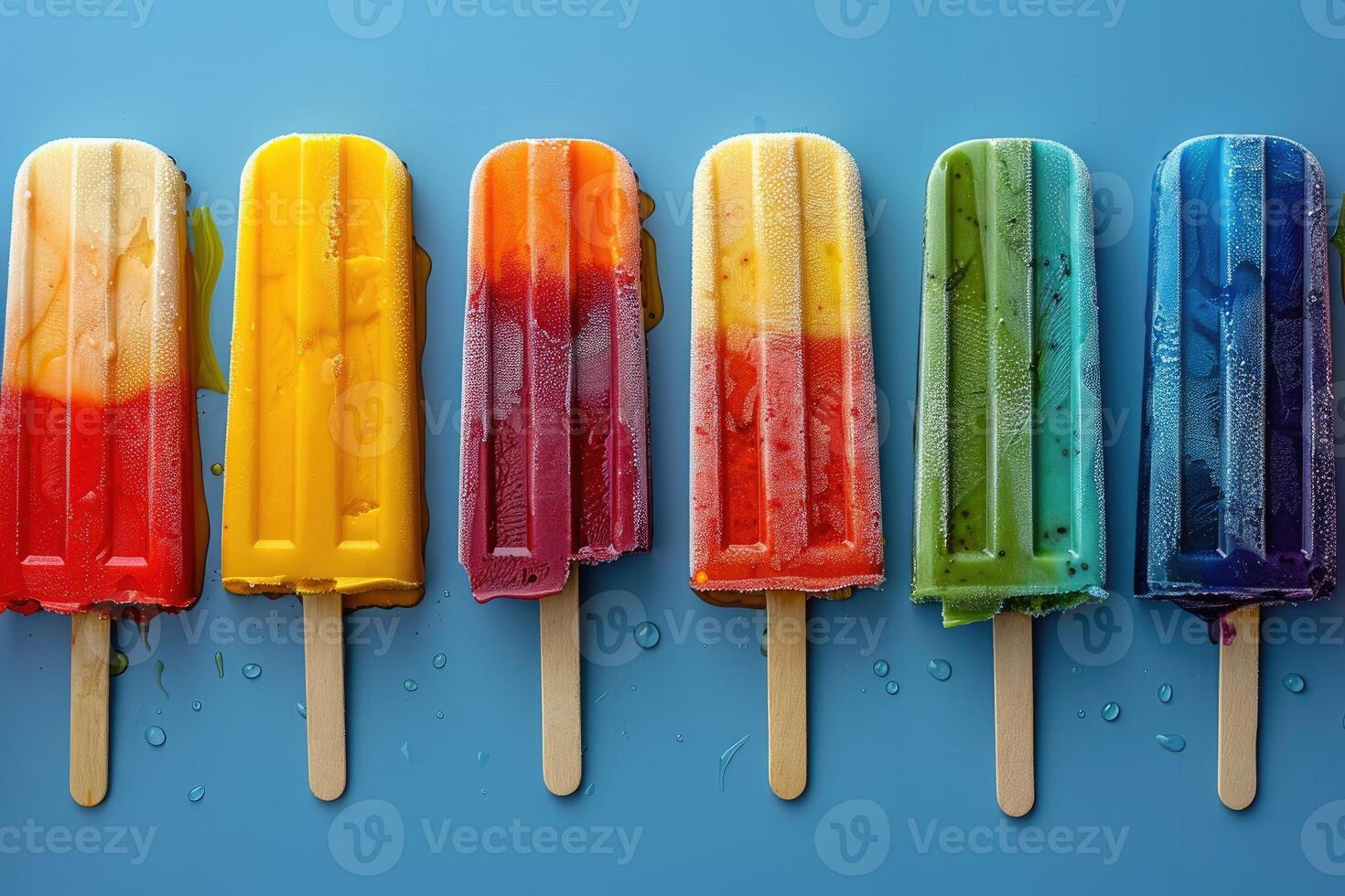 Rainbow of Frozen Delights on Blue Background photo