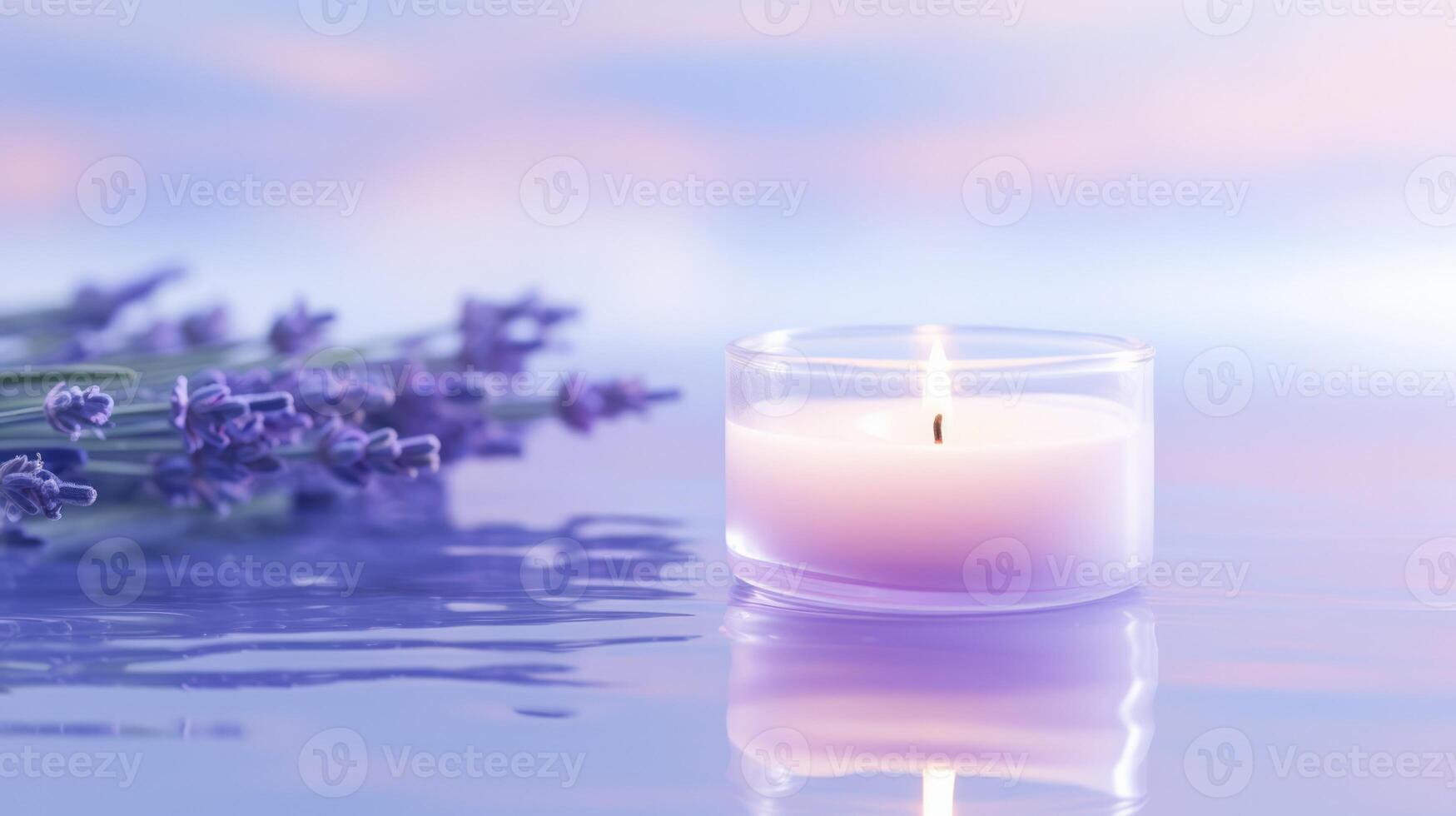 Spa setting with candle, salt and dried flower. Neural network photo