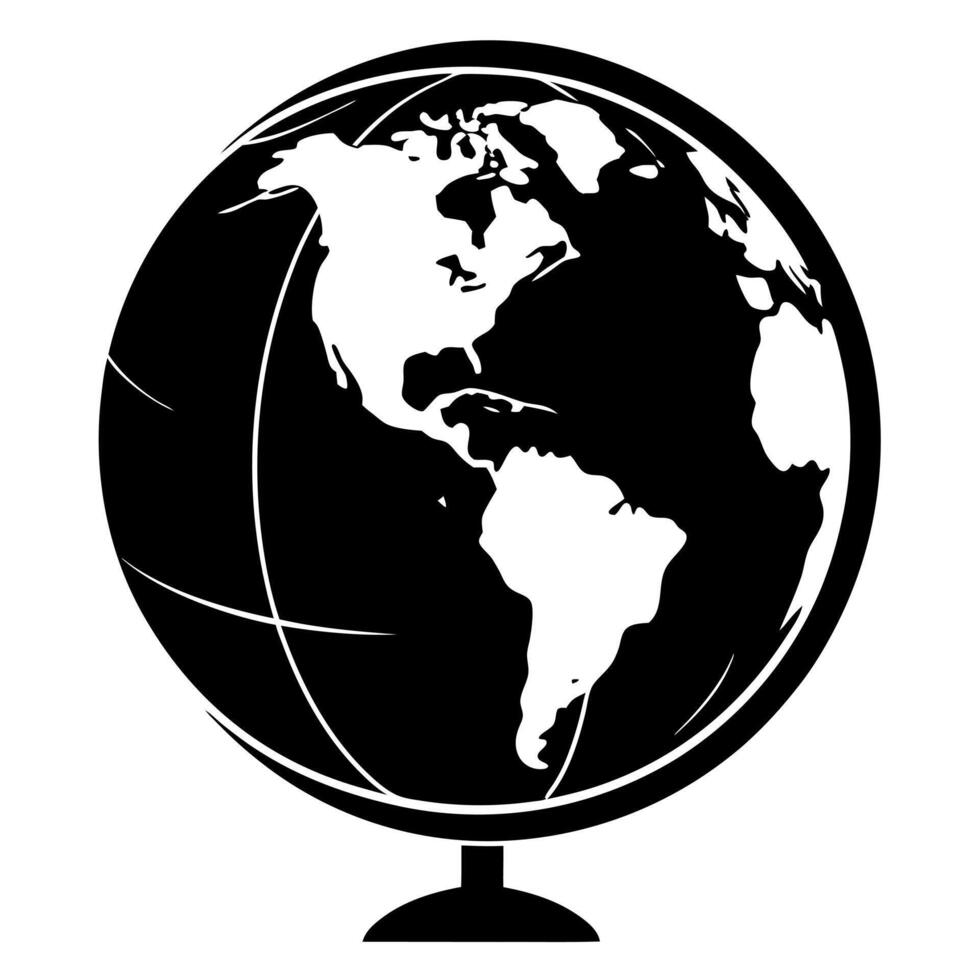 globe black silhouette illustration vector