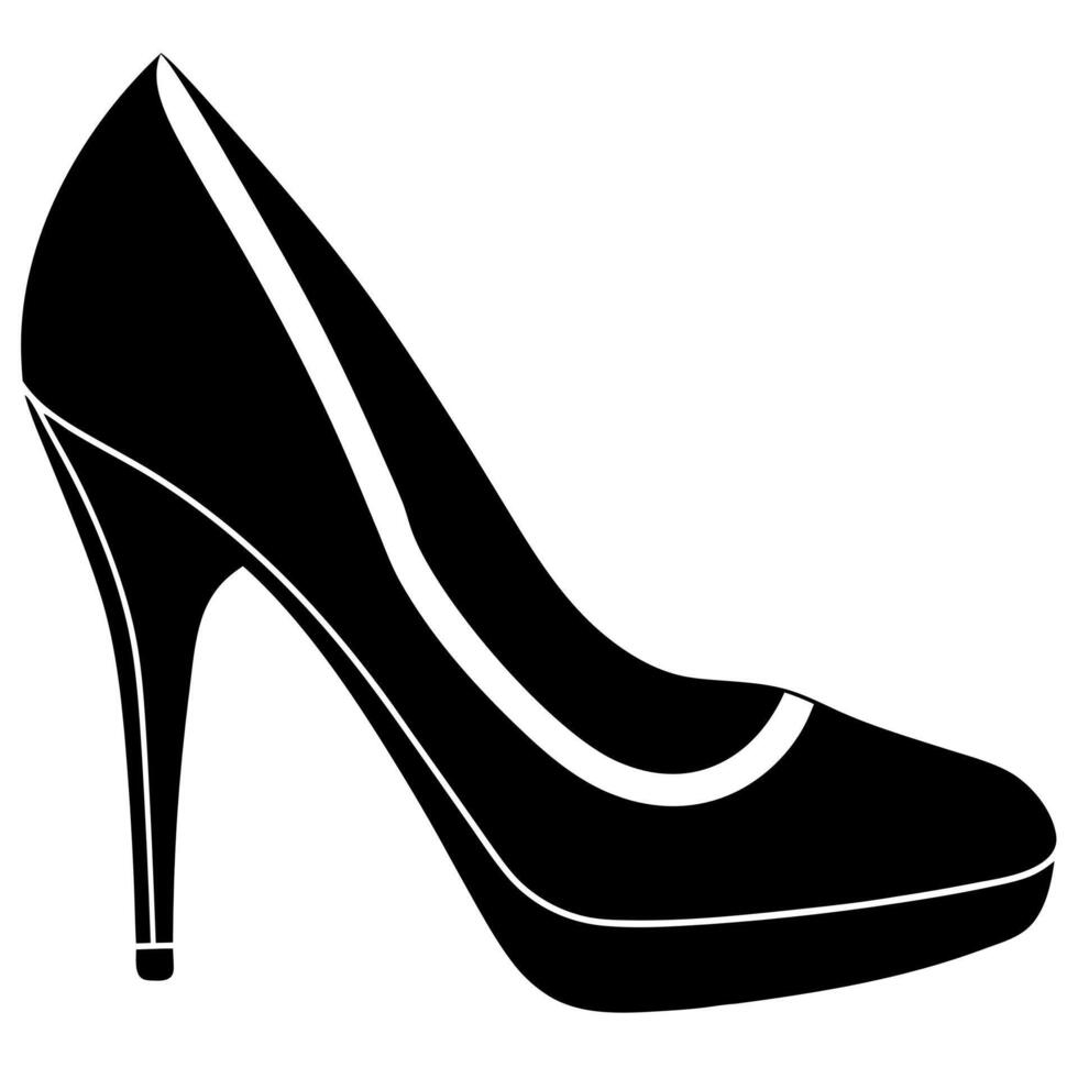 high heel shoe black silhouette illustration vector