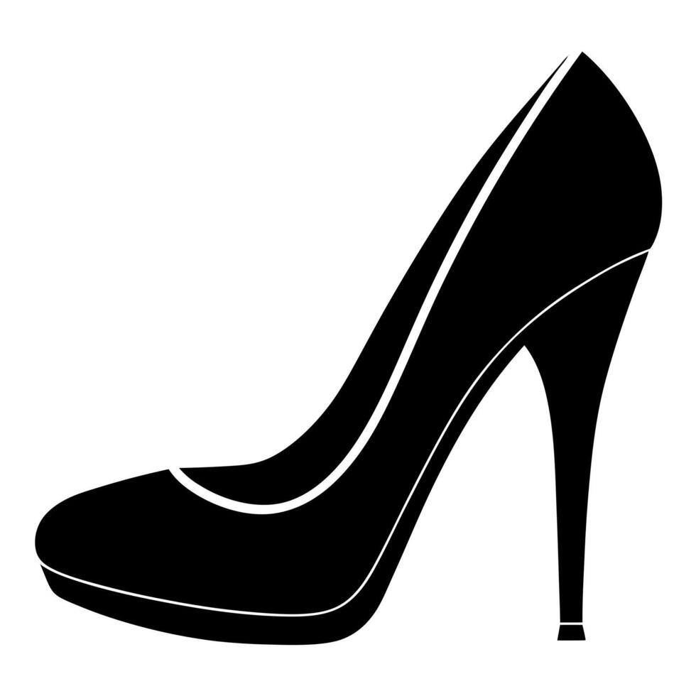high heel shoe black silhouette illustration vector