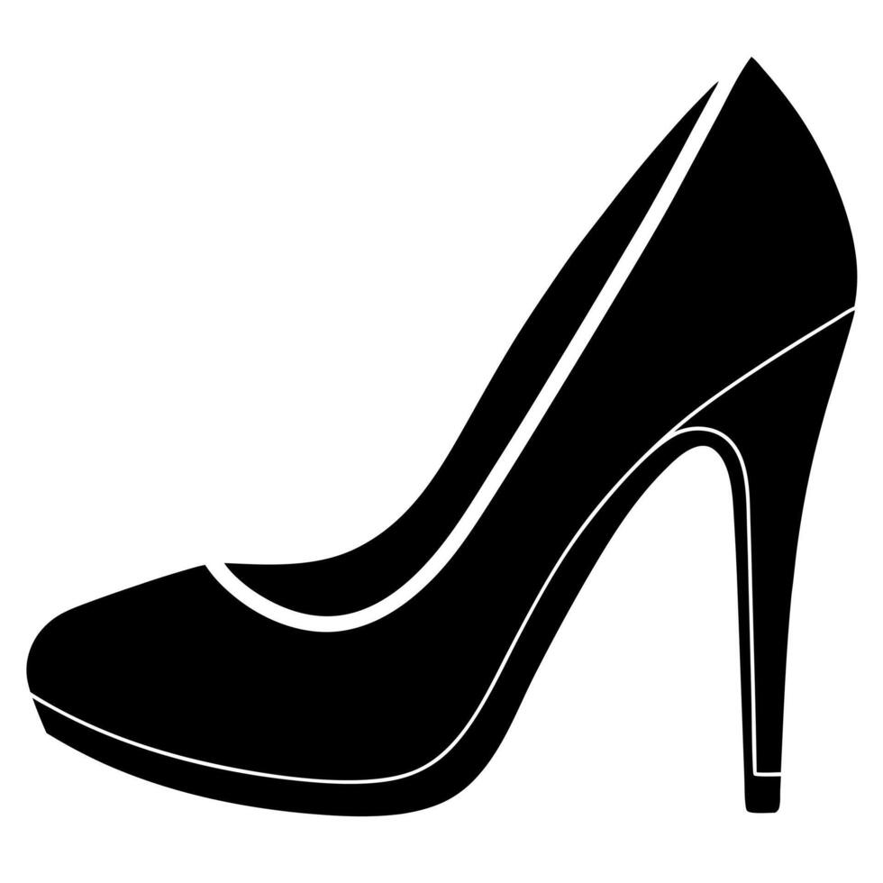 high heel shoe black silhouette illustration vector