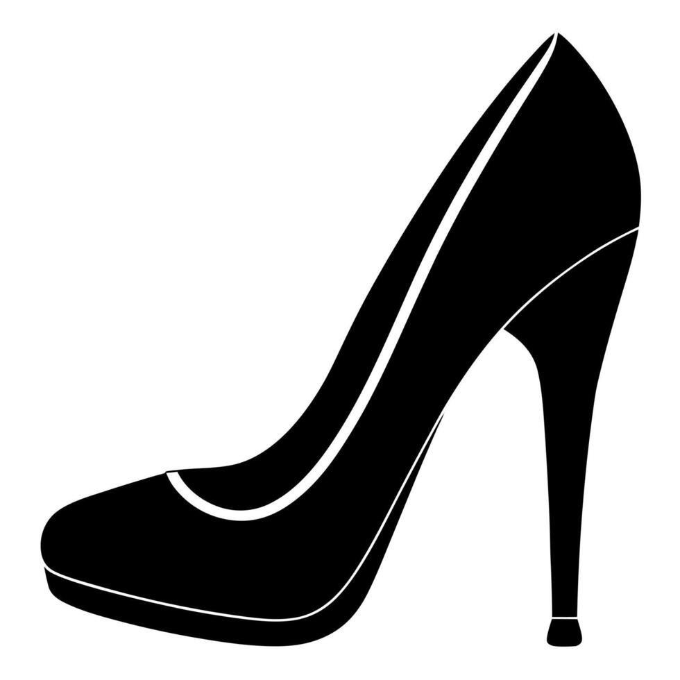 high heel shoe black silhouette illustration vector