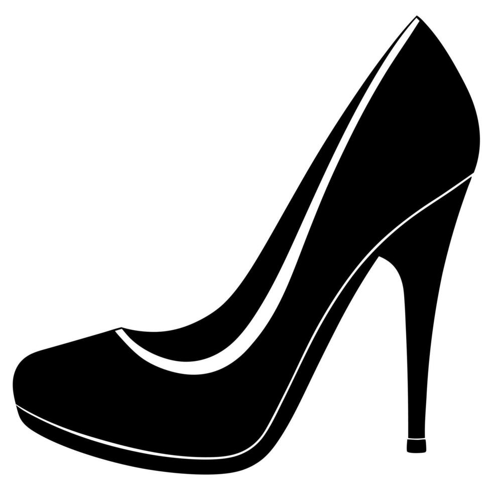 high heel shoe black silhouette illustration vector